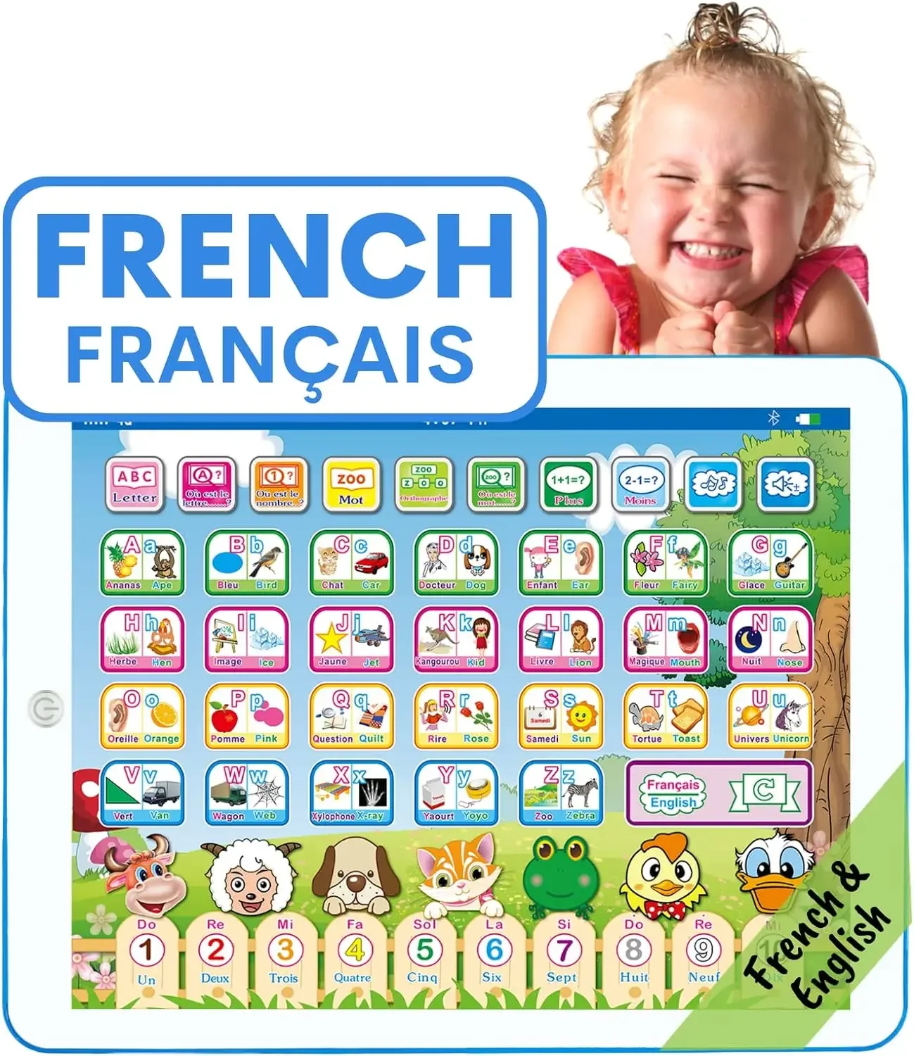 Kids Education Tablet - Обучающий планшет с французским английским языком,