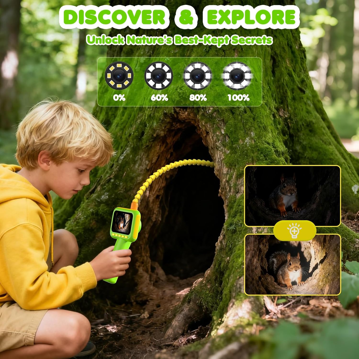 Kids Education Kit - Эндоскоп для детей, бороскоп-камера-змейка с подсветкой,